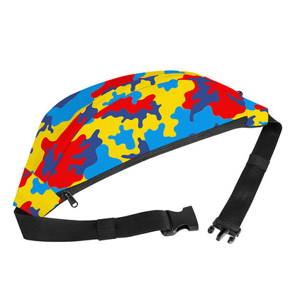 Red Yellow And Blue Camouflage Print Fanny Pack