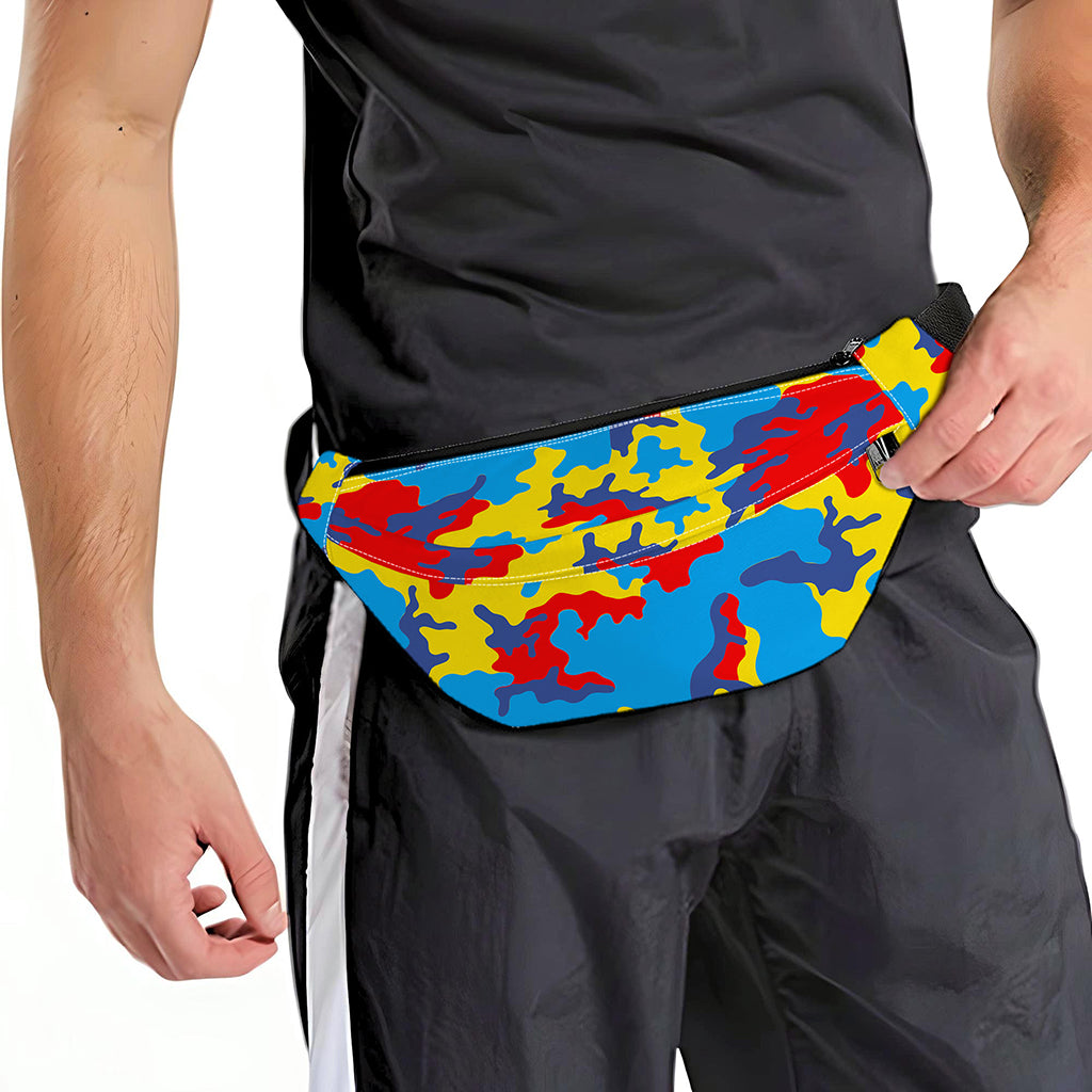 Red Yellow And Blue Camouflage Print Fanny Pack