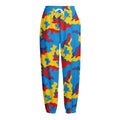 Red Yellow And Blue Camouflage Print Fleece Lined Knit Pants