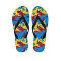 Red Yellow And Blue Camouflage Print Flip Flops