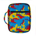 Red Yellow And Blue Camouflage Print Front Pocket Bible Bag