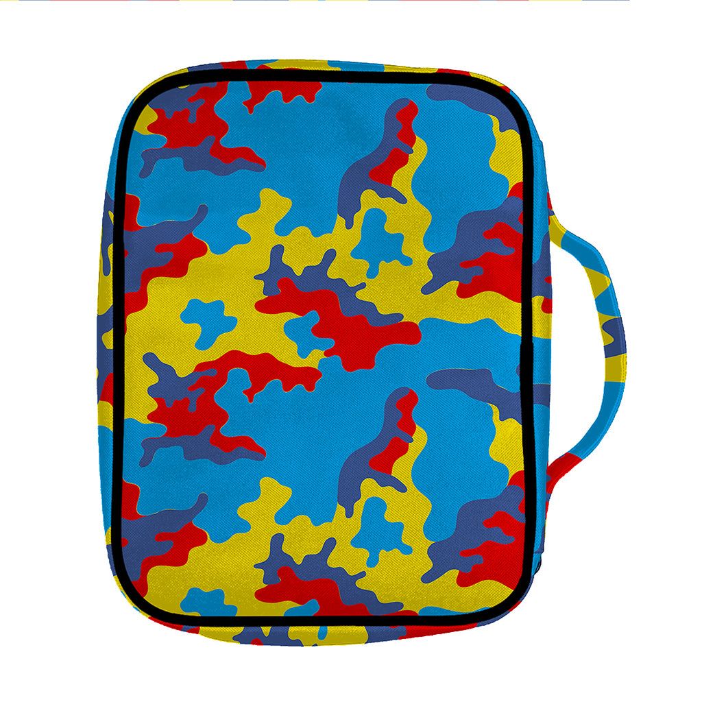Red Yellow And Blue Camouflage Print Front Pocket Bible Bag