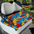 Red Yellow And Blue Camouflage Print Golf Cart Seat Cover