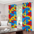Red Yellow And Blue Camouflage Print Grommet Curtains