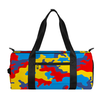Red Yellow And Blue Camouflage Print Gym Bag