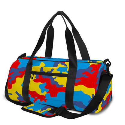 Red Yellow And Blue Camouflage Print Gym Bag