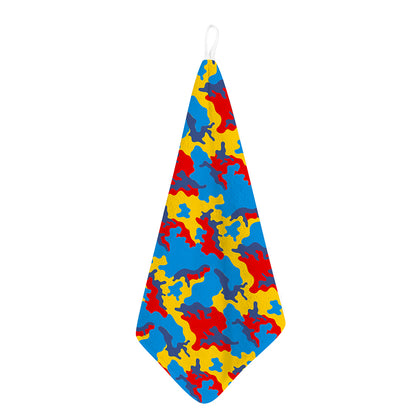 Red Yellow And Blue Camouflage Print Hand Towel