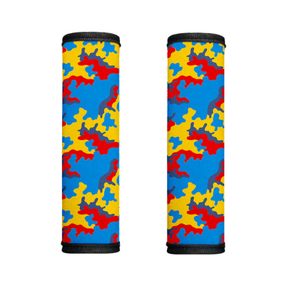 Red Yellow And Blue Camouflage Print Handle Covers