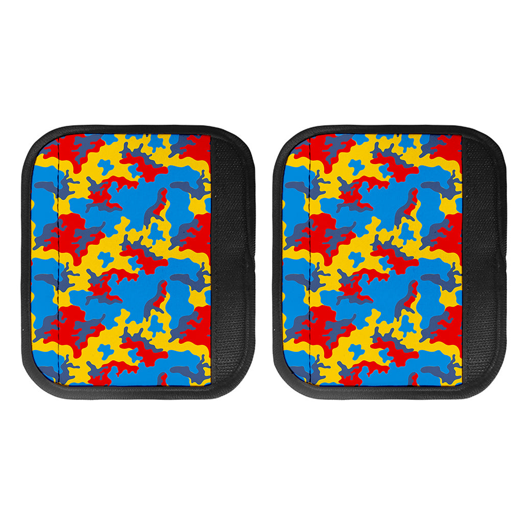 Red Yellow And Blue Camouflage Print Handle Covers