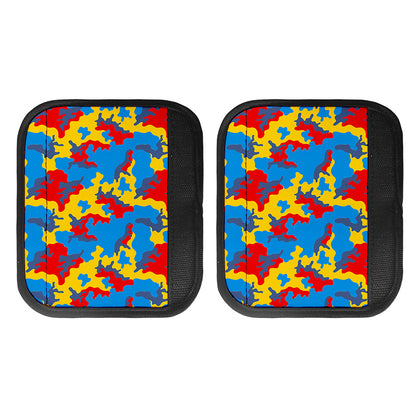 Red Yellow And Blue Camouflage Print Handle Covers