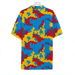 Red Yellow And Blue Camouflage Print Hawaiian Shirt
