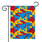 Red Yellow And Blue Camouflage Print House Flag