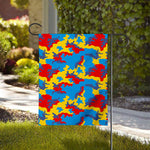 Red Yellow And Blue Camouflage Print House Flag