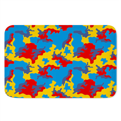 Red Yellow And Blue Camouflage Print Indoor Door Mat