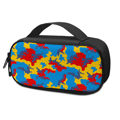 Red Yellow And Blue Camouflage Print Insulin Cooler Travel Case