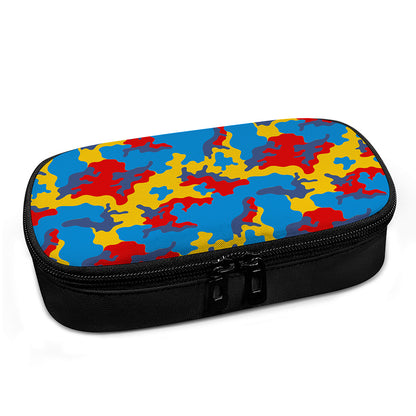 Red Yellow And Blue Camouflage Print Insulin Cooler Travel Case