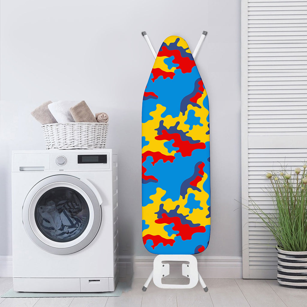 Red Yellow And Blue Camouflage Print Ironing Board Cover