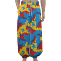 Red Yellow And Blue Camouflage Print Lantern Pants
