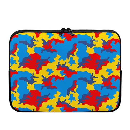 Red Yellow And Blue Camouflage Print Laptop Sleeve