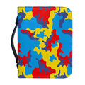 Red Yellow And Blue Camouflage Print Leather Bible Cover