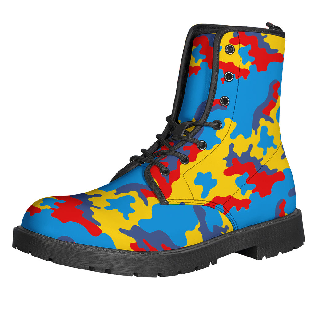 Red Yellow And Blue Camouflage Print Backpack