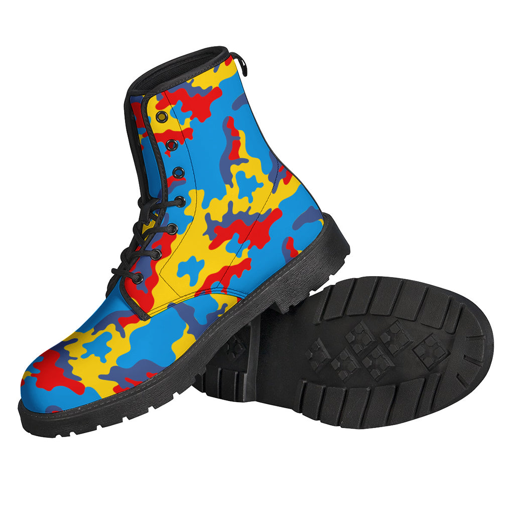 Red Yellow And Blue Camouflage Print Backpack