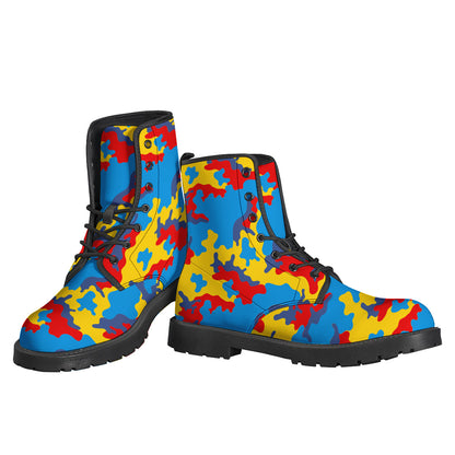 Red Yellow And Blue Camouflage Print Backpack