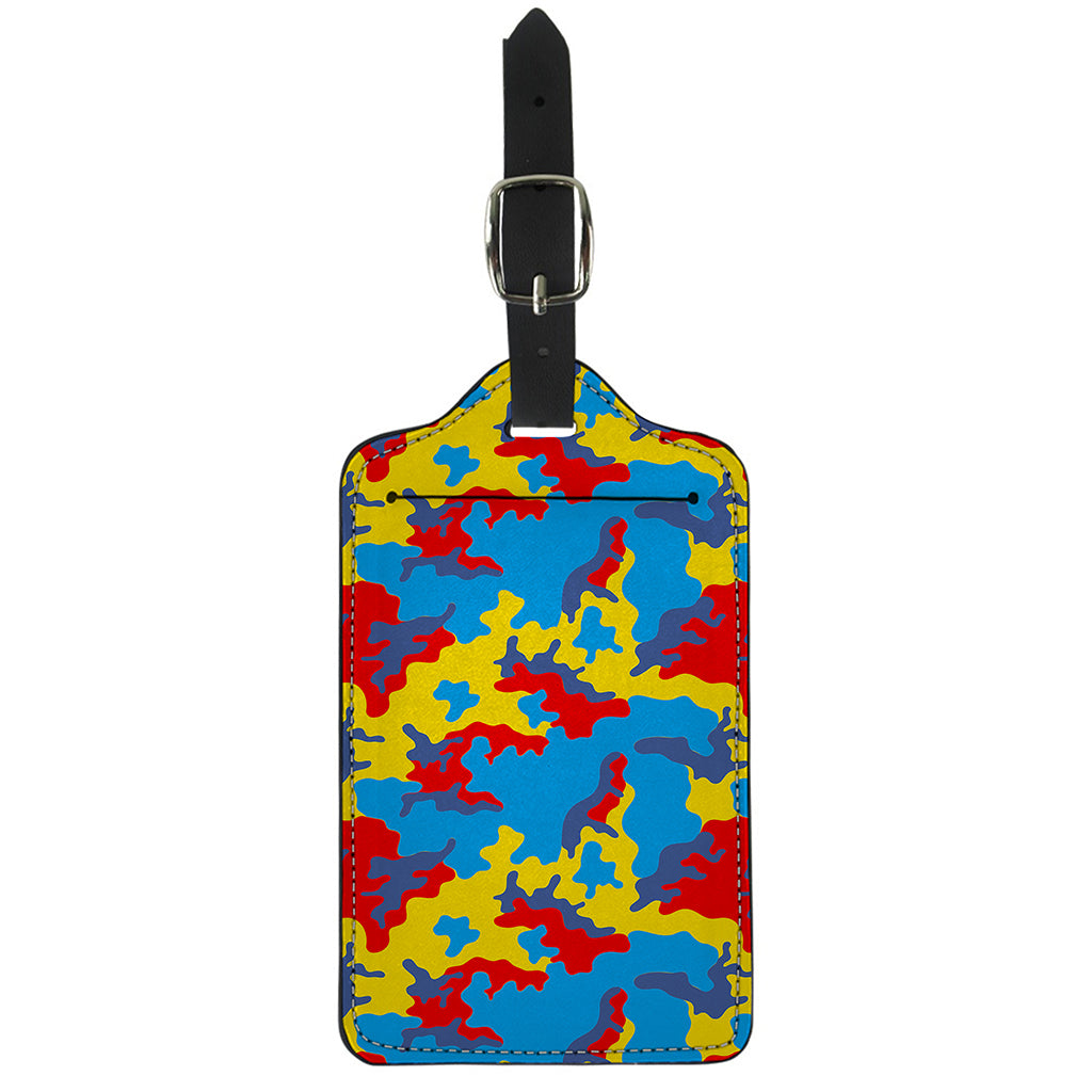 Red Yellow And Blue Camouflage Print Luggage Tag