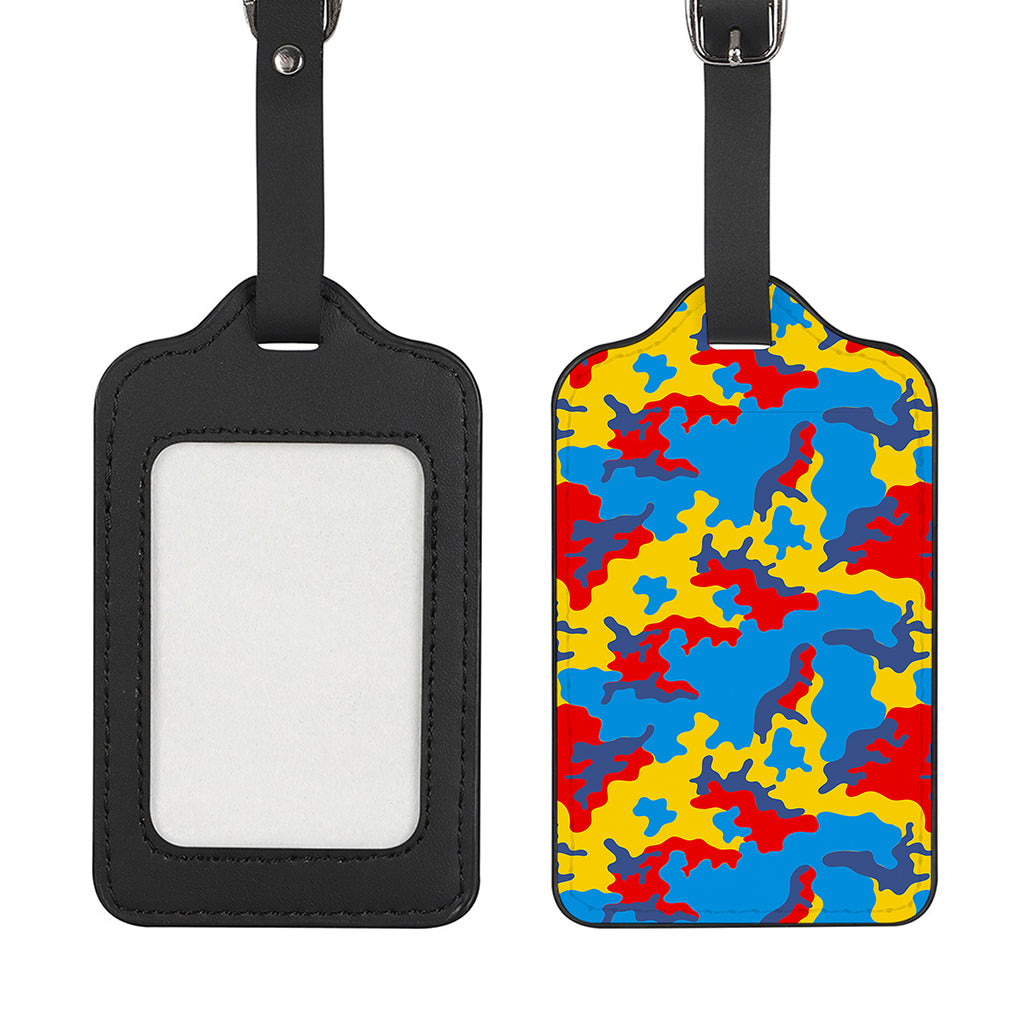 Red Yellow And Blue Camouflage Print Luggage Tag