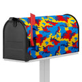 Red Yellow And Blue Camouflage Print Mailbox Cover