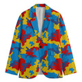 Red Yellow And Blue Camouflage Print Men's Blazer