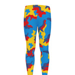 Red Yellow And Blue Camouflage Print Men's leggings