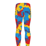 Red Yellow And Blue Camouflage Print Men's leggings