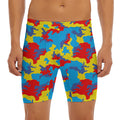 Red Yellow And Blue Camouflage Print Men's Long Boxer Briefs