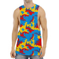 Red Yellow And Blue Camouflage Print Men's Muscle Tank Top