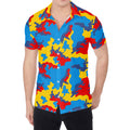 Red Yellow And Blue Camouflage Print Men's Shirt