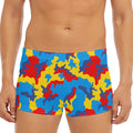 Red Yellow And Blue Camouflage Print Men's Short Boxer Briefs