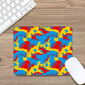 Red Yellow And Blue Camouflage Print Mouse Pad