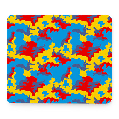 Red Yellow And Blue Camouflage Print Mouse Pad