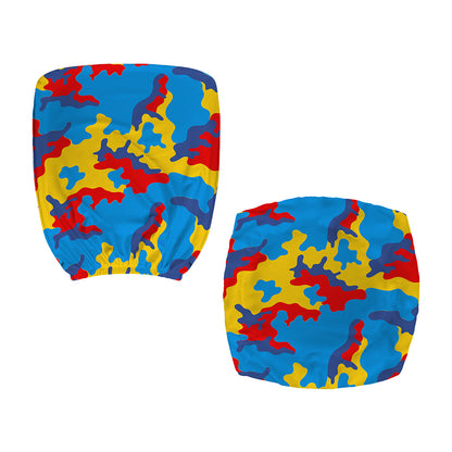 Red Yellow And Blue Camouflage Print Office Chair Cover