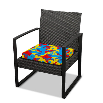 Red Yellow And Blue Camouflage Print Outdoor Seat Cushion Cover