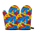 Red Yellow And Blue Camouflage Print Oven Mitts
