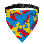 Red Yellow And Blue Camouflage Print Over The Collar Dog Bandana