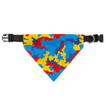 Red Yellow And Blue Camouflage Print Over The Collar Dog Bandana