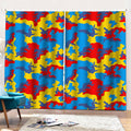 Red Yellow And Blue Camouflage Print Pencil Pleat Curtains