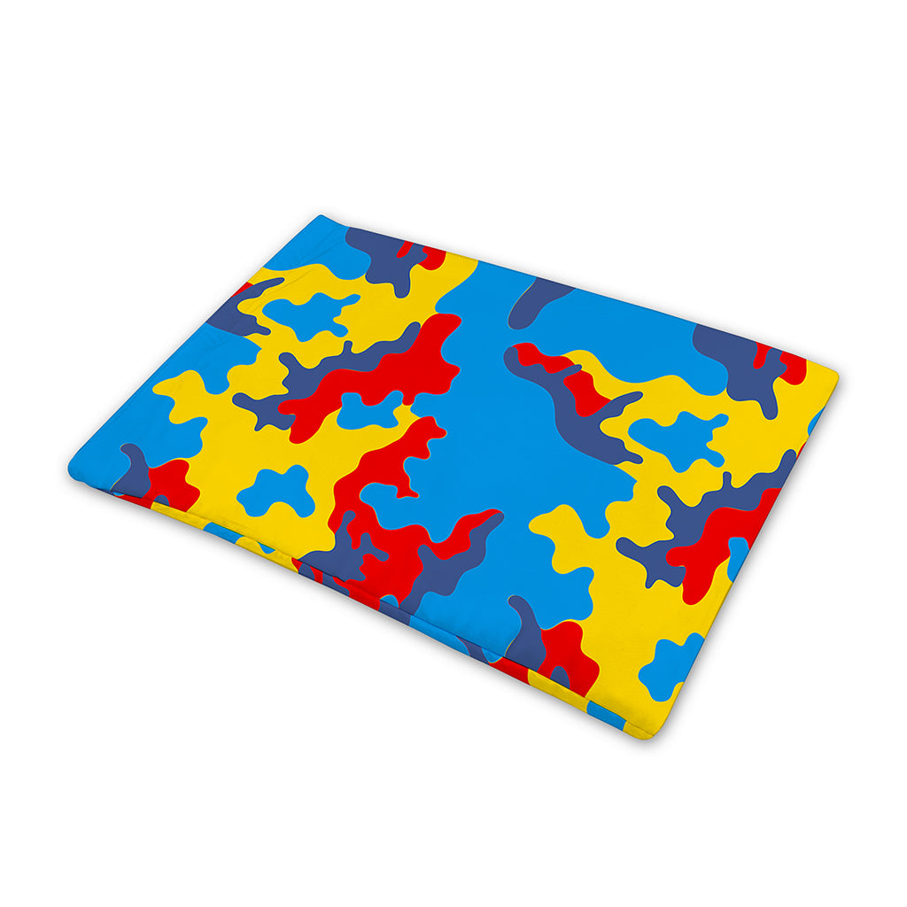 Red Yellow And Blue Camouflage Print Pet Cooling Mat Cover