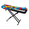 Red Yellow And Blue Camouflage Print Piano Keyboard Cover