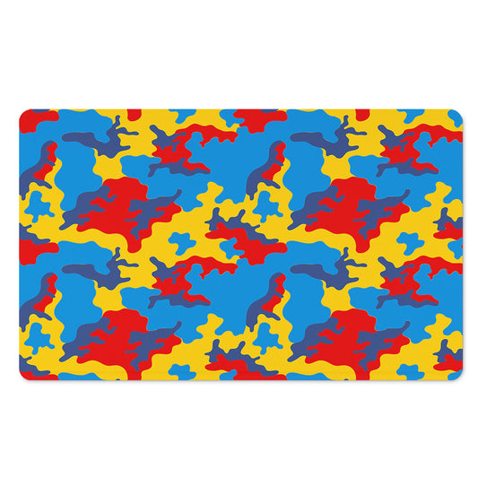 Red Yellow And Blue Camouflage Print Polyester Doormat