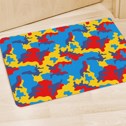 Red Yellow And Blue Camouflage Print Polyester Doormat