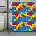 Red Yellow And Blue Camouflage Print Polyester Shower Curtain